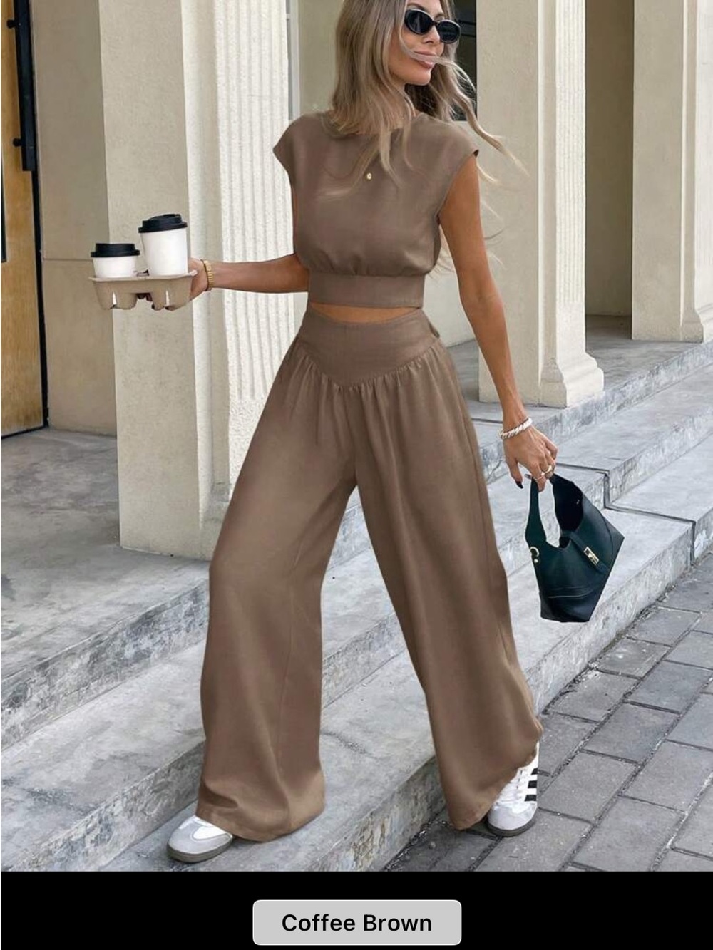 Coffee Brown Wide-Leg Women's Pants by SHEIN Size Medium